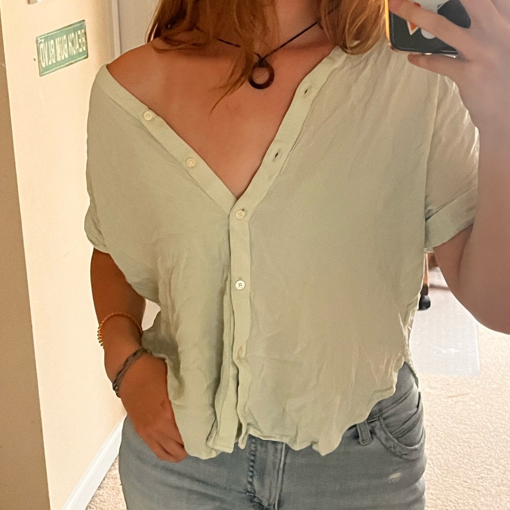 LOFT Sage Button-Down Shirt